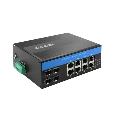 Commutateur de réseau d'OLYCOM 12Port Gigabit Ethernet industriel avec 8 le vacarme gauche IP40 sur rail de POE 4 gauches SFP 240W