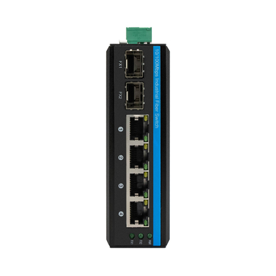 Rohs Non géré Poe Ethernet Switch 2 Port de fibre 4 Rj45 Réseau Din Rail