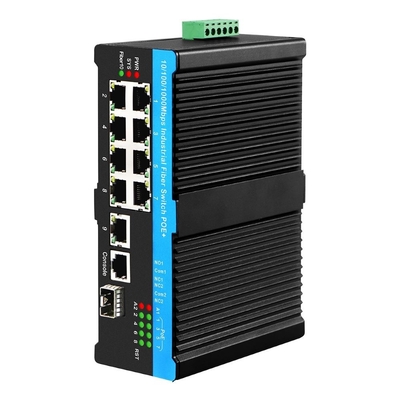 8 ports Gigabit BT PoE Switch géré avec 1 SFP / Copper Uplink 480W Budget Din Type