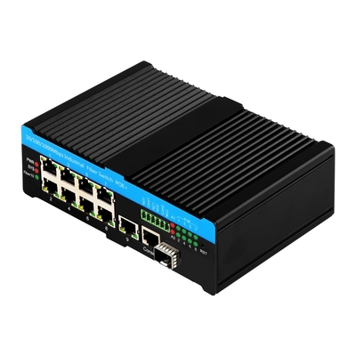 8 ports Gigabit BT PoE Switch géré avec 1 SFP / Copper Uplink 480W Budget Din Type