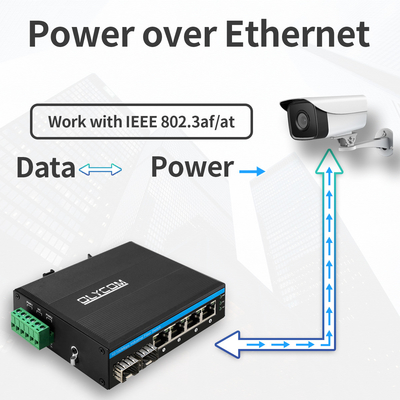6 ports Commutateur Poe industriel non géré 10/100M 2 Ports Ethernet à fibre 4