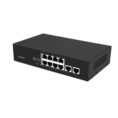 8 ports Ethernet rapide CCTV POE Switch avec 2 Gigabit Copper Uplink PoE Af/At Budget de 120 W