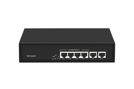 6 ports 10/100M Ethernet CCTV POE Support du commutateur PoE Af/At 120W Budget 2*10/100M Ports de liaison vers le haut
