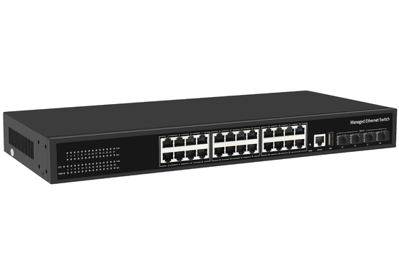 28 Port 10/100/1000Mbps géré Ethernet CCTV POE Support de commutateur PoE Af/At avec 4*10G SFP+