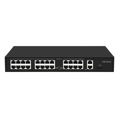 Commutateur Ethernet à fibre optique à 24 ports 10/100M 300W Budget 802.3at Conforme