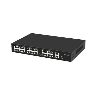 Commutateur Ethernet à fibre optique à 24 ports 10/100M 300W Budget 802.3at Conforme