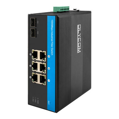 Commutateur de réseau durci par port de deux SFP, commutateur gauche de Gigabit Ethernet de la certification 6 de FCC
