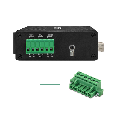 Taille mini industrielle de support de rail de Gigabit de convertisseur de médias d'Ethernet de port de l'entrée de puissance double 2