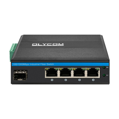 Commutateur Ethernet Gigabit à 5 ports SFP Fibre Optique Industriel Non Géré sur Rail DIN CE Sans Ventilateur