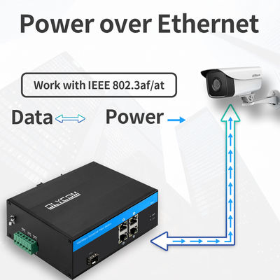 Commutateur fibre Gigabit PoE industriel à 5 ports | Budget d'alimentation de 120 W Emplacement SFP Non géré