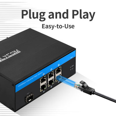 Commutateur fibre optique Gigabit non géré 180W PoE actif rail DIN pour utilisation avec caméras IP
