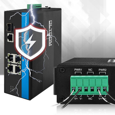 Commutateur Ethernet Gigabit Smart Managed à 5 ports industriels avec ports fibre SFP, indice IP40