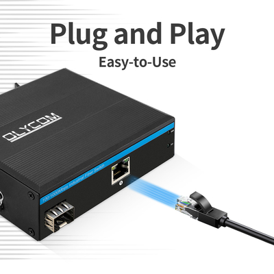 Convertisseur multimédia industriel PoE 100/1000M Gigabit Ethernet Fibre 15,4W/30W Mini boîtier