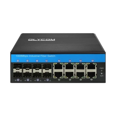 OLYCOM contrôlés commutent 8 la catégorie industrielle gauche de Gigabit Ethernet 12V avec le vacarme gauche de 8 SFP IP40 sur rail pour l'usage extérieur
