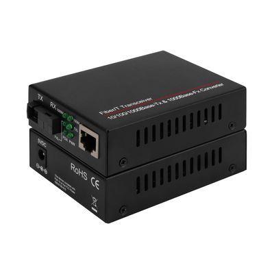 Mini convertisseur multimédia mono-noyau 100/1000M non géré mono-mode noir CE DC5V
