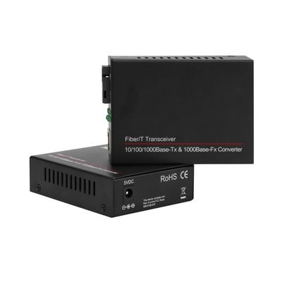 Mini convertisseur multimédia mono-noyau 100/1000M non géré mono-mode noir CE DC5V