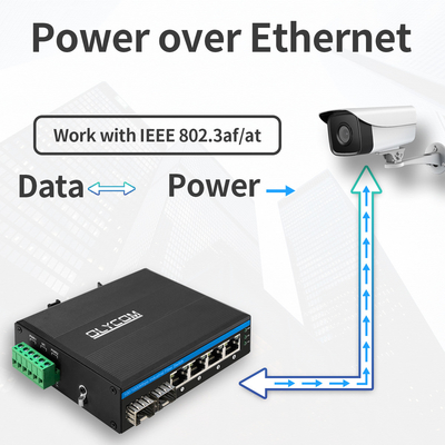 6 OEM industriel de budget du rail 120W de vacarme de commutateur de fibre de l'Ethernet PoE+ POE de plein gigabit gauche
