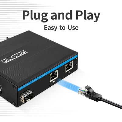 Étendue de commutateur PoE de 30 W 60 W en gigabit Grade industriel SFP Fibre non gérée DC48V