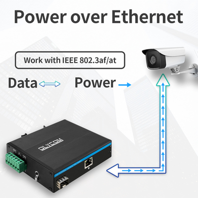 Convertisseur multimédia industriel PoE de 30 W 100M/1000M FPS