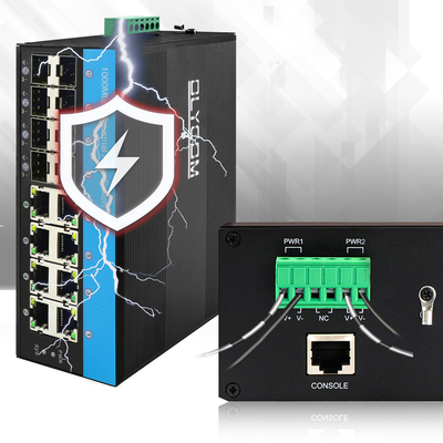 Commutateur PoE Gigabit managé 16 ports, norme IEEE 802.3at, 8 emplacements optiques SFP, alimentation 240W