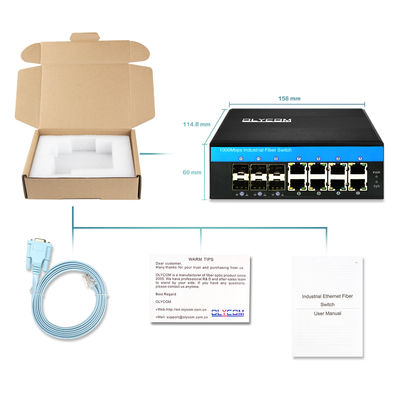 Commutateur Gigabit géré industriel 1G/2.5G Ports SFP ERPS Anneau redondant IP40 Noté CE