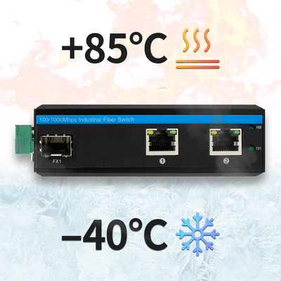 3 ports Compact Commutateur Gigabit Ethernet durci 100/1000M Fibre à double entrée 24V