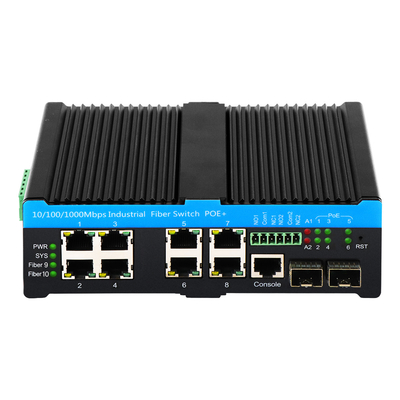 Gigabit L2 géré 90W PoE Switch 10 Port avec 2 ports combinés robuste 48V PoE actif