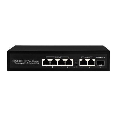 Commutateur réseau POE à 4 ports Gigabit non géré avec 2 SFP/RJ45 100/1000M Uplink