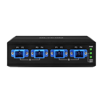 Commutateur de dérivation optique 4 ports Connecteur SC/UPC Simplex 1310/1550nm DC24V Rail DIN CE