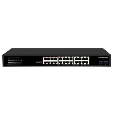 24 ports CCTV PoE Switch Réseau Gigabit SFP Optique Uplink Budget non géré 300W