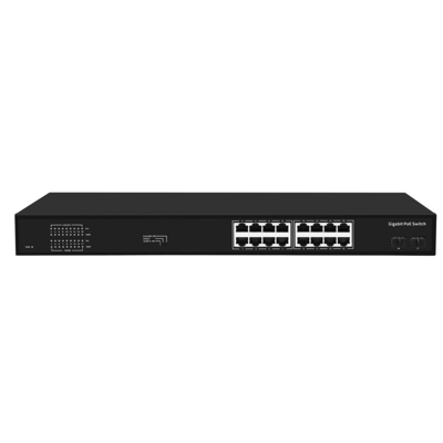 16 ports Gigabit Poe Switch 300W Budget VLAN non géré 250 mètres de distance Fibre SFP