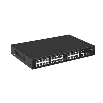 24 Port 10/100M POE Commutateur Gigabit Fibre optique Uplink AC Rack Budget non géré 300W