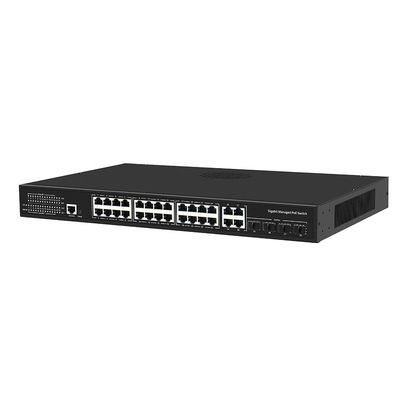 24 Ports PoE Switch Gigabit basé sur L2 L3 Smart Géré 300W Budget avec SFP Uplink 1U Rack