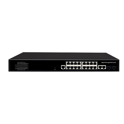 Commutateur PoE Gigabit managé à 16 ports avec alimentation de 300W, 2 liaisons montantes combo SFP/RJ45, entrée AC