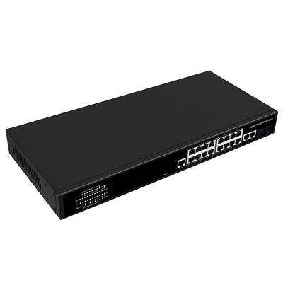 Commutateur PoE Gigabit managé à 16 ports avec alimentation de 300W, 2 liaisons montantes combo SFP/RJ45, entrée AC