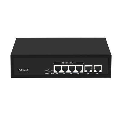 Commutateur PoE pour vidéosurveillance Fast Ethernet 4 ports avec 2 liaisons montantes en cuivre, budget de puissance de 55W, entrée CA