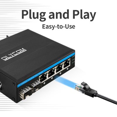 6 ports Commutateur Poe industriel non géré 10/100M 2 Ports Ethernet à fibre 4