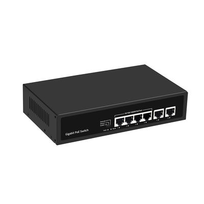 6 Ports Gigabit PoE Switch 250 Mètre d'extension VLAN 60W Budget de puissance 220V Entrée