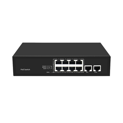 8 ports CCTV POE Commutateur Ethernet rapide avec 2 Gigabit Copper Uplink PoE Af/At 120W Budget