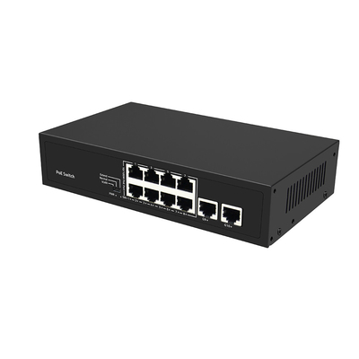 8 ports CCTV POE Commutateur Ethernet rapide avec 2 Gigabit Copper Uplink PoE Af/At 120W Budget