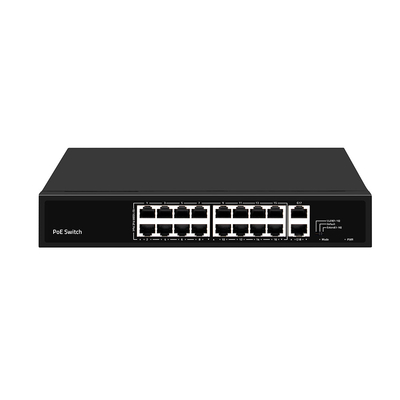 16 ports PoE Switch 10/100M Ethernet avec 2 SFP/RJ45 Uplink Pour les caméras de vidéosurveillance 300W Budget