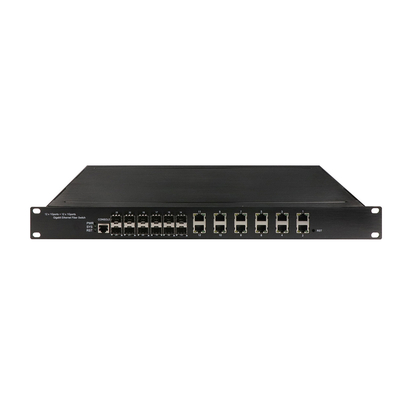 Port industriel 24 L2 commutateur POE géré 12RJ4+12 SFP 1U monté sur support