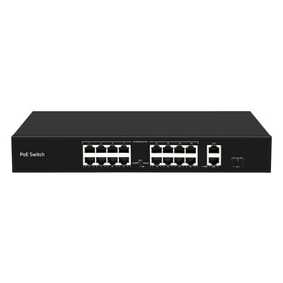 Switch PoE 16 ports, distance PoE 250 mètres, 10/100M, support mode VLAN, budget 300W, CE
