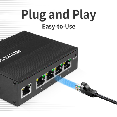 Commutateur Poe industriel non géré 5 ports réseau gigabit 15.4W/30W Standard 120W Din Rail