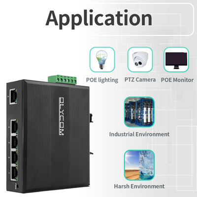 Commutateur Poe industriel non géré 5 ports réseau gigabit 15.4W/30W Standard 120W Din Rail