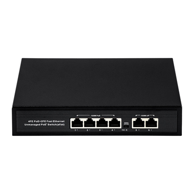 OEM ODM Ethernet rapide 10/100 Mbps 4 Ports Poe Switch avec 2 Ports Uplink Switch réseau