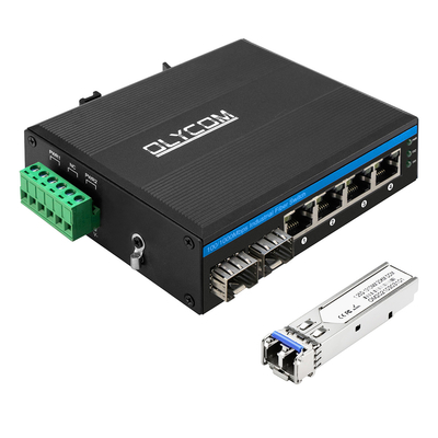 Commutateur de réseau industriel à 6 ports avec 2 100M/1G Fibre non géré Gigabit Ethernet robuste