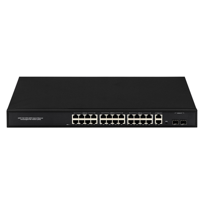Réseau 24 ports 48V Commutateur PoE actif 450W AF/AT standard avec 2 ports Ethernet Uplink RJ45 Commutateur à fibre sfp