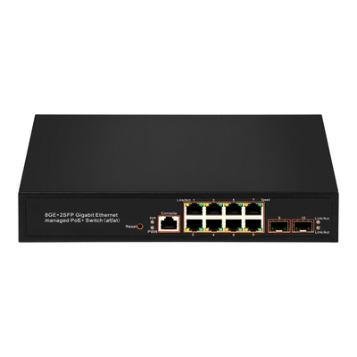 8 ports Gigabit Gestion du commutateur PoE SFP Fibre optique 120W Budget AC Entrée puce Realtek
