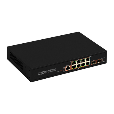 8 ports Gigabit Gestion du commutateur PoE SFP Fibre optique 120W Budget AC Entrée puce Realtek